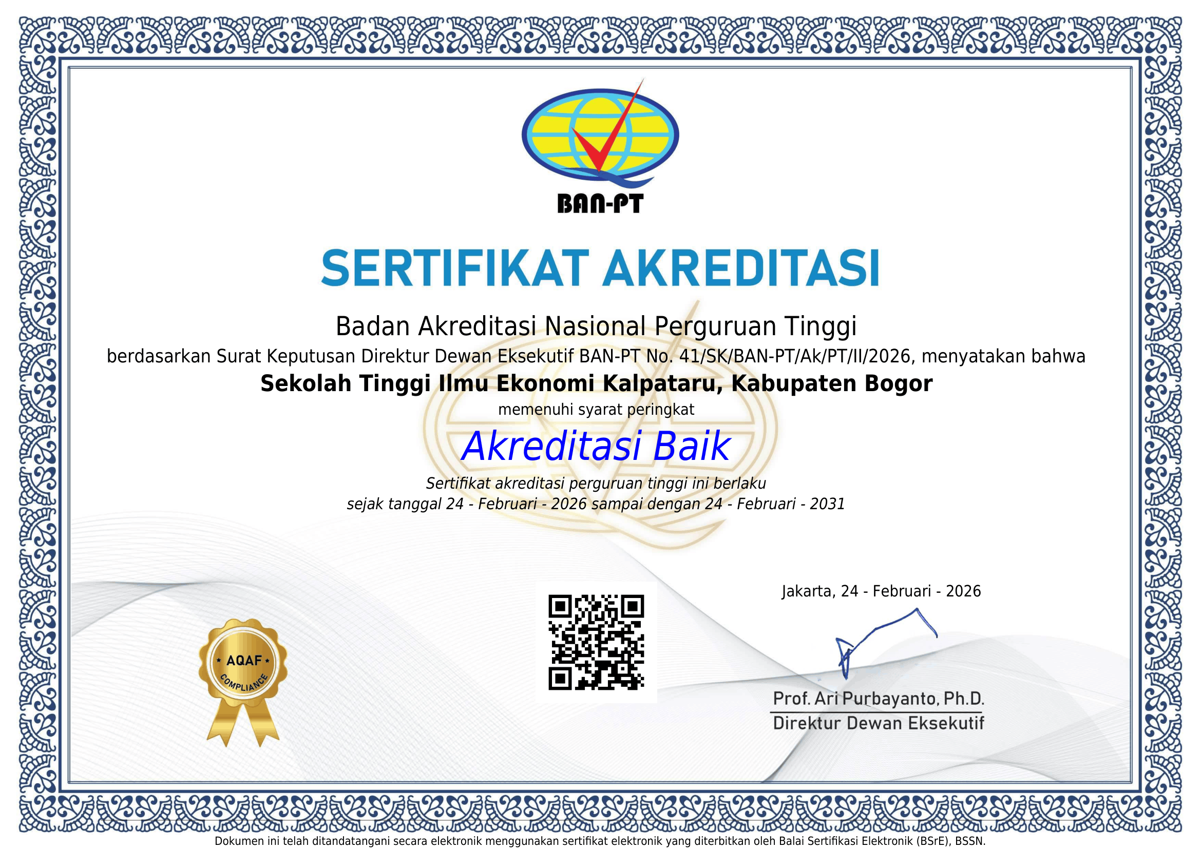 Sertifikat Legalitas Yayasan KBS